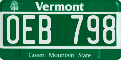VT license plate OEB798