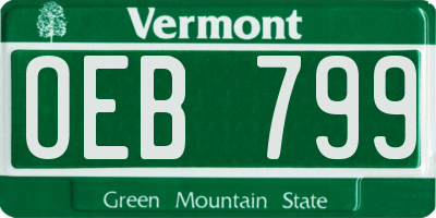 VT license plate OEB799