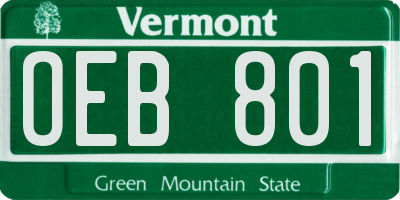VT license plate OEB801