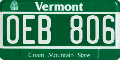 VT license plate OEB806