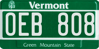 VT license plate OEB808
