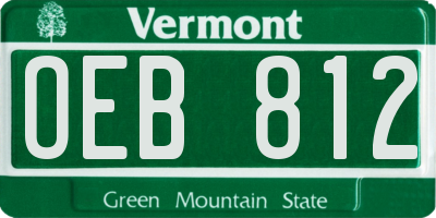 VT license plate OEB812
