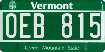 VT license plate OEB815