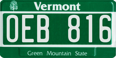 VT license plate OEB816