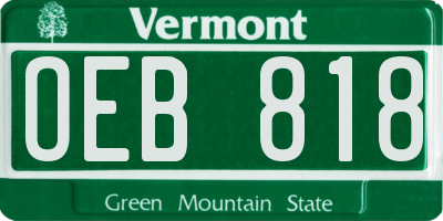 VT license plate OEB818