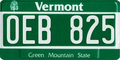 VT license plate OEB825