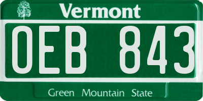 VT license plate OEB843