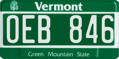 VT license plate OEB846