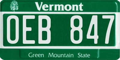 VT license plate OEB847