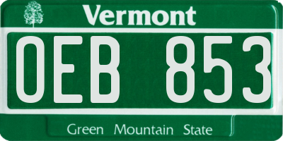 VT license plate OEB853