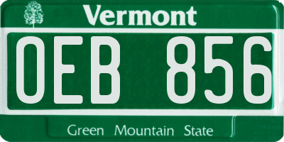 VT license plate OEB856