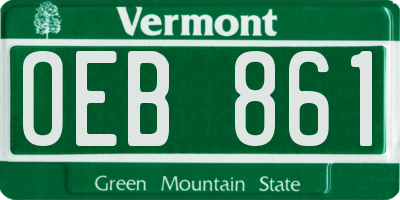 VT license plate OEB861