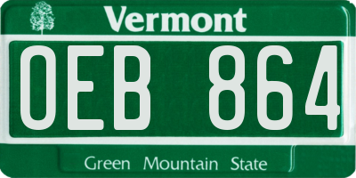 VT license plate OEB864
