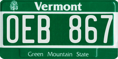 VT license plate OEB867