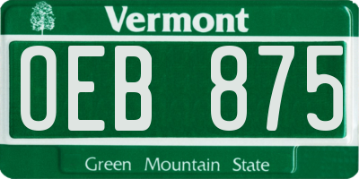 VT license plate OEB875