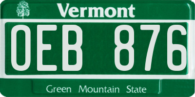 VT license plate OEB876