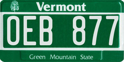 VT license plate OEB877