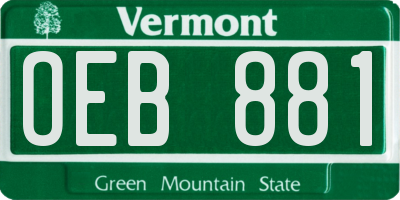 VT license plate OEB881