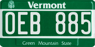 VT license plate OEB885