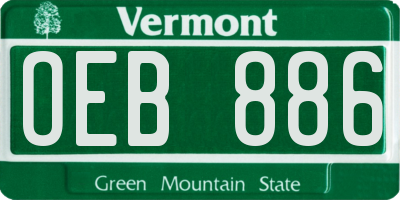 VT license plate OEB886
