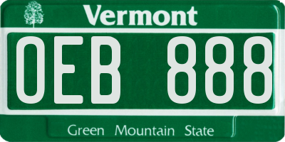 VT license plate OEB888