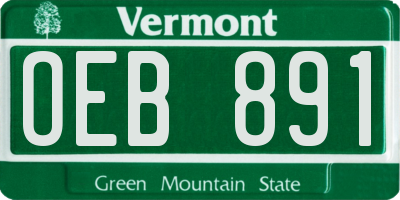 VT license plate OEB891