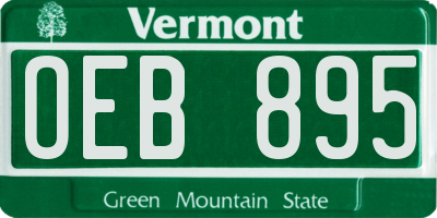 VT license plate OEB895