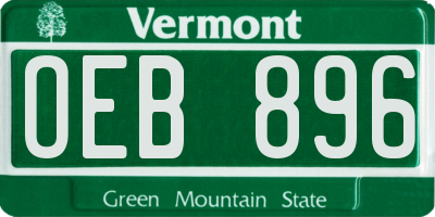VT license plate OEB896