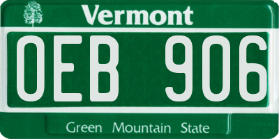 VT license plate OEB906