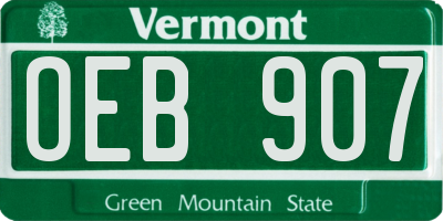 VT license plate OEB907