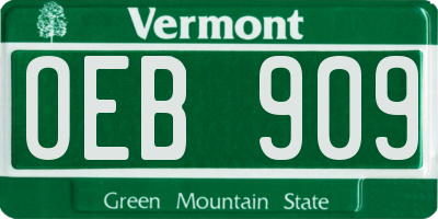VT license plate OEB909