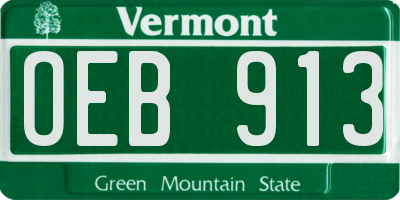 VT license plate OEB913
