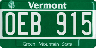 VT license plate OEB915