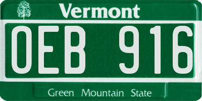 VT license plate OEB916