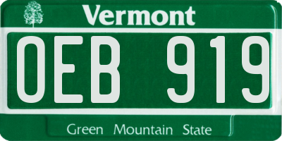 VT license plate OEB919