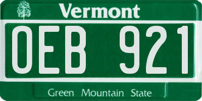 VT license plate OEB921