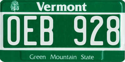 VT license plate OEB928