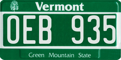 VT license plate OEB935