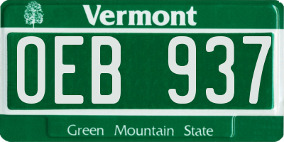 VT license plate OEB937