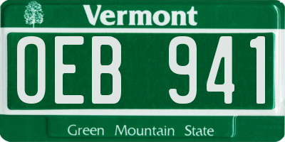 VT license plate OEB941
