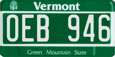 VT license plate OEB946