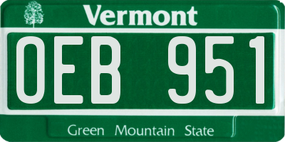 VT license plate OEB951