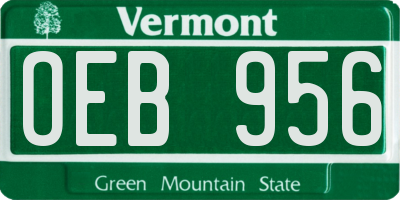VT license plate OEB956
