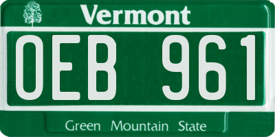 VT license plate OEB961