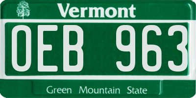 VT license plate OEB963
