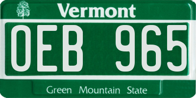 VT license plate OEB965