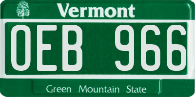 VT license plate OEB966