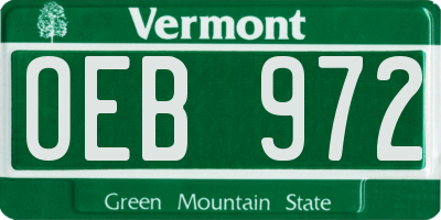 VT license plate OEB972