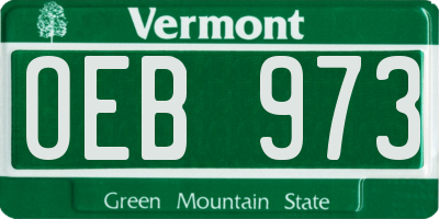 VT license plate OEB973
