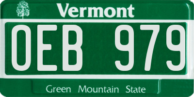 VT license plate OEB979